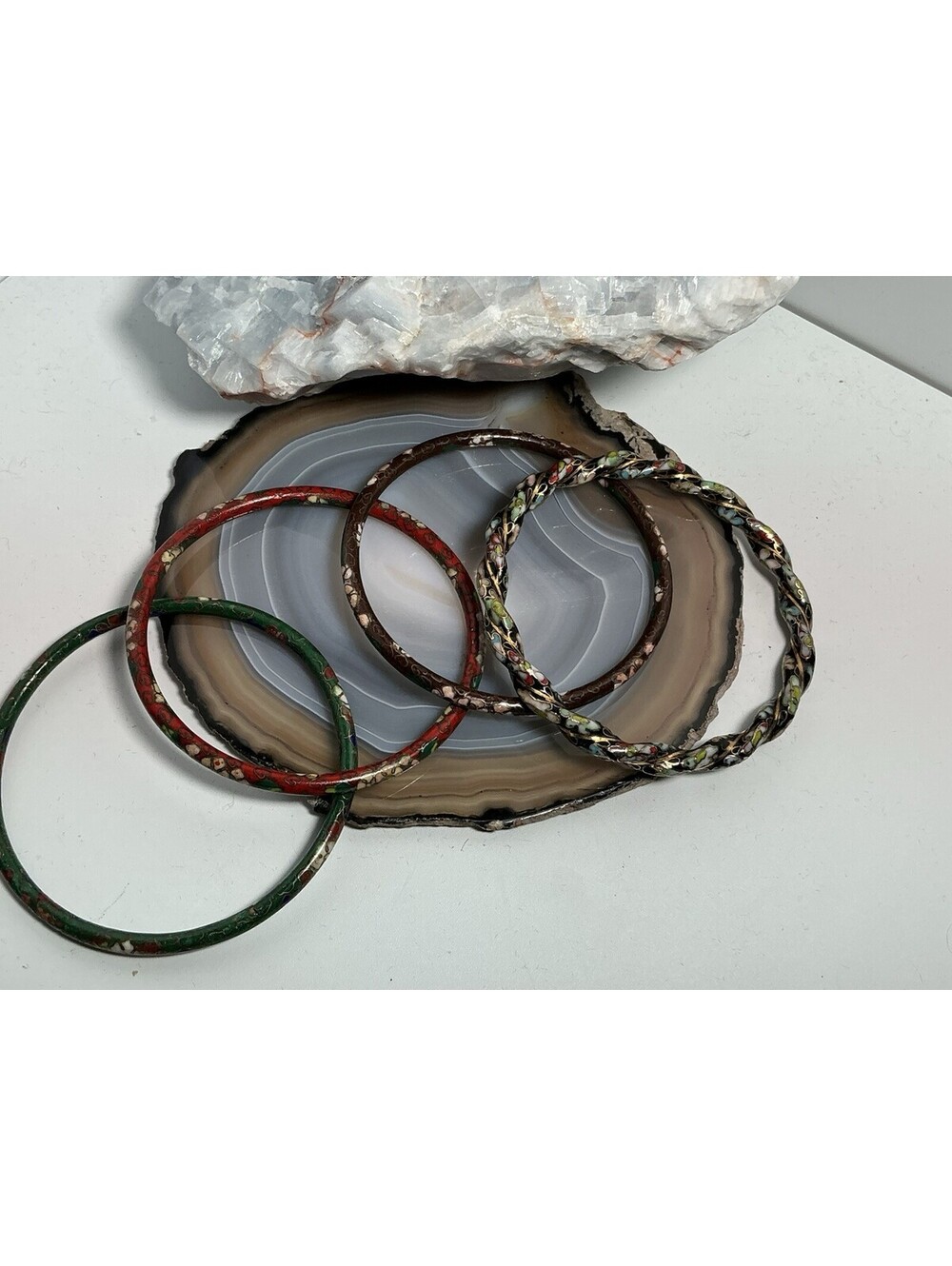 Vintage Chinese Cloisonne Enamel Bracelets Lot of 4